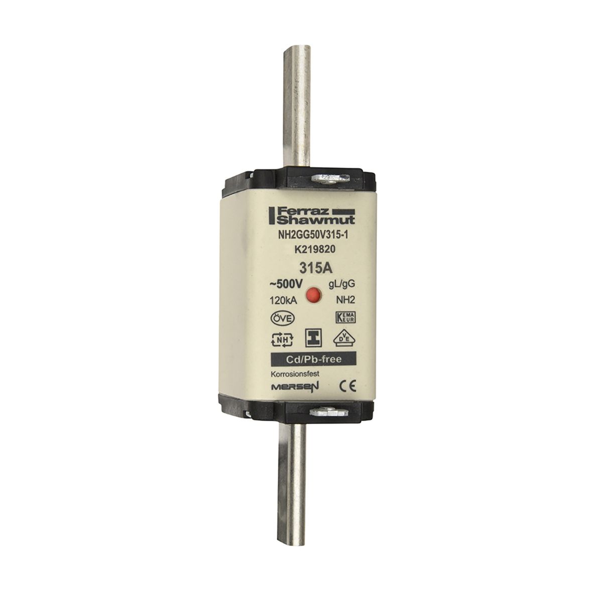 K219820 - NH fuse-link gG, 500VAC, size 2, 315A double indicator/insulated tags